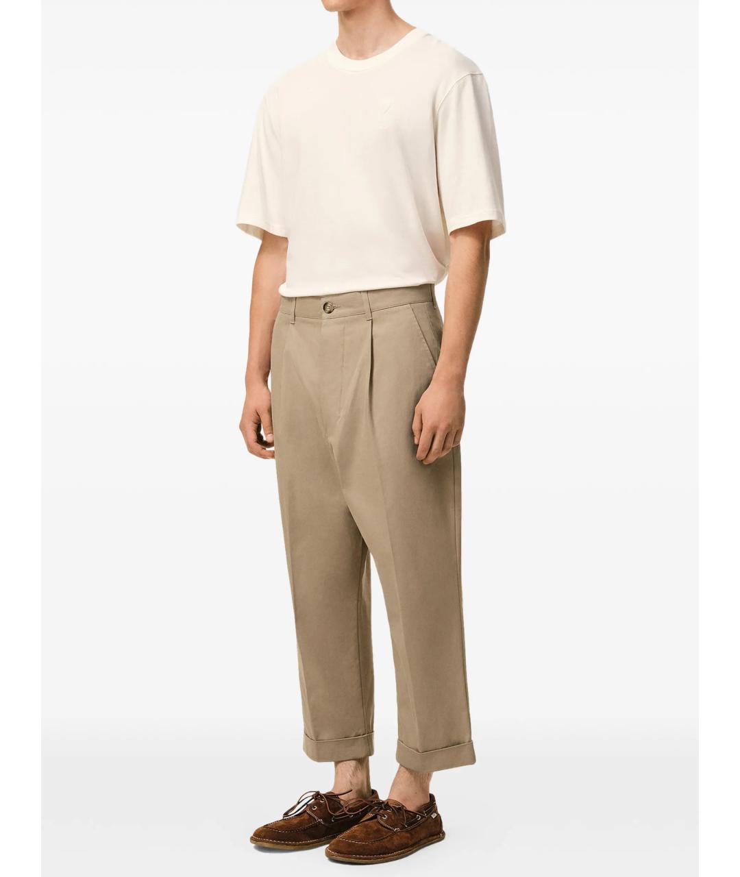 Ami Paris Бежевые хлопковые повседневные брюки, фото 5
