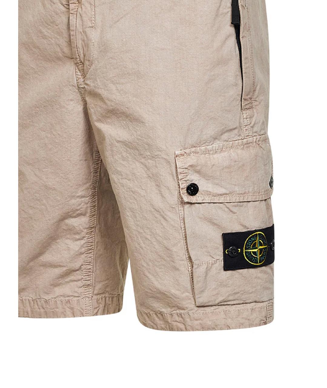 STONE ISLAND Бежевые хлопковые шорты, фото 3