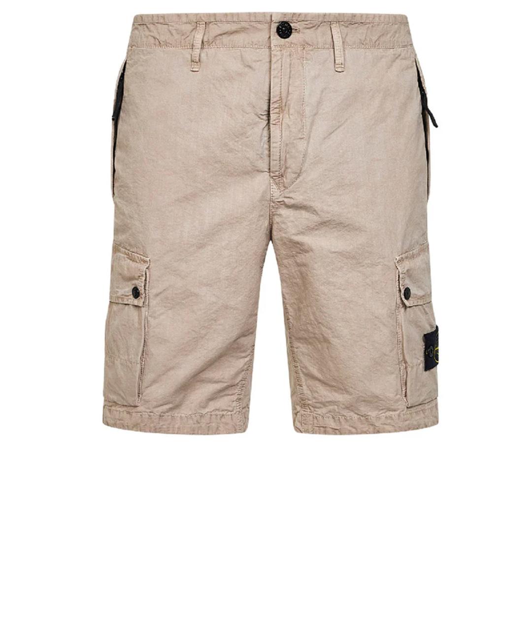 STONE ISLAND Бежевые хлопковые шорты, фото 4