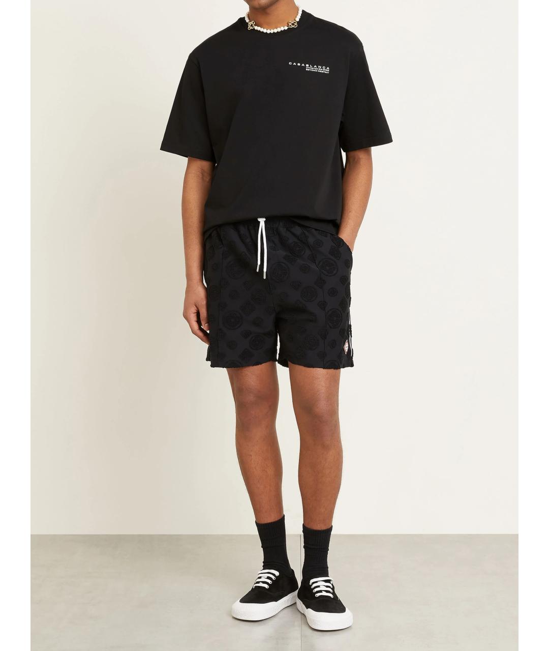 CASABLANCA Черная хлопковая футболка, фото 2