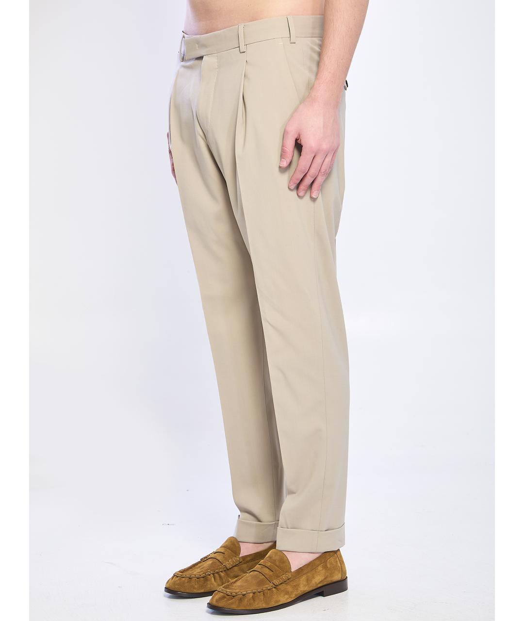 PT TORINO Бежевые шерстяные классические брюки, фото 2