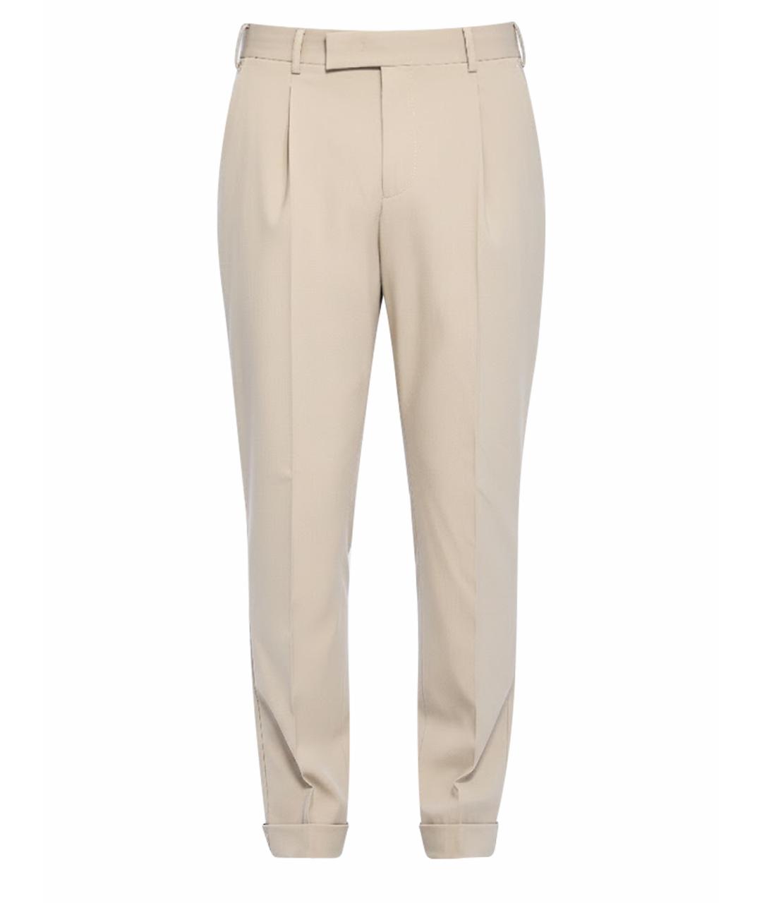 PT TORINO Бежевые шерстяные классические брюки, фото 1