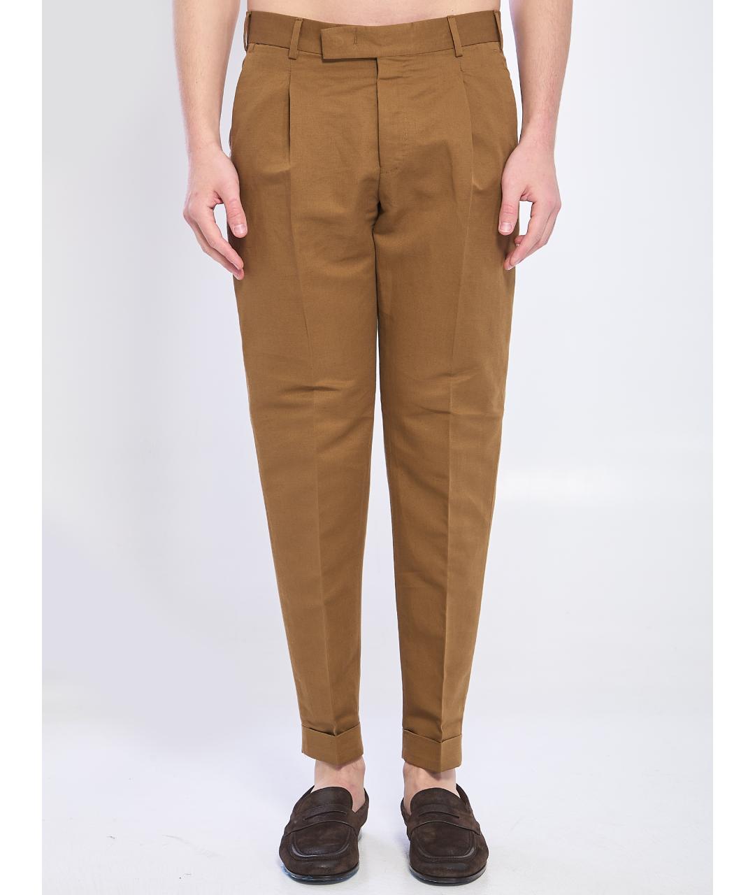 PT TORINO Коричневые льняные повседневные брюки, фото 5