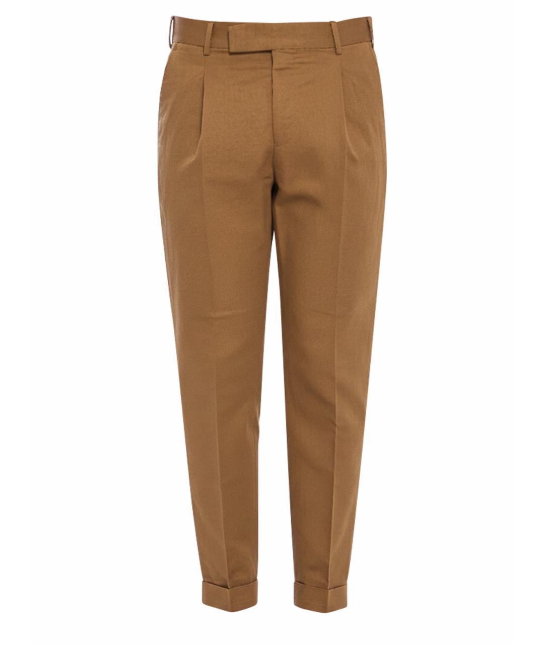 PT TORINO Коричневые льняные повседневные брюки, фото 1
