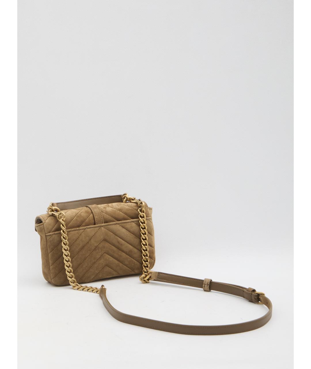 SAINT LAURENT Бежевая замшевая сумка через плечо, фото 3