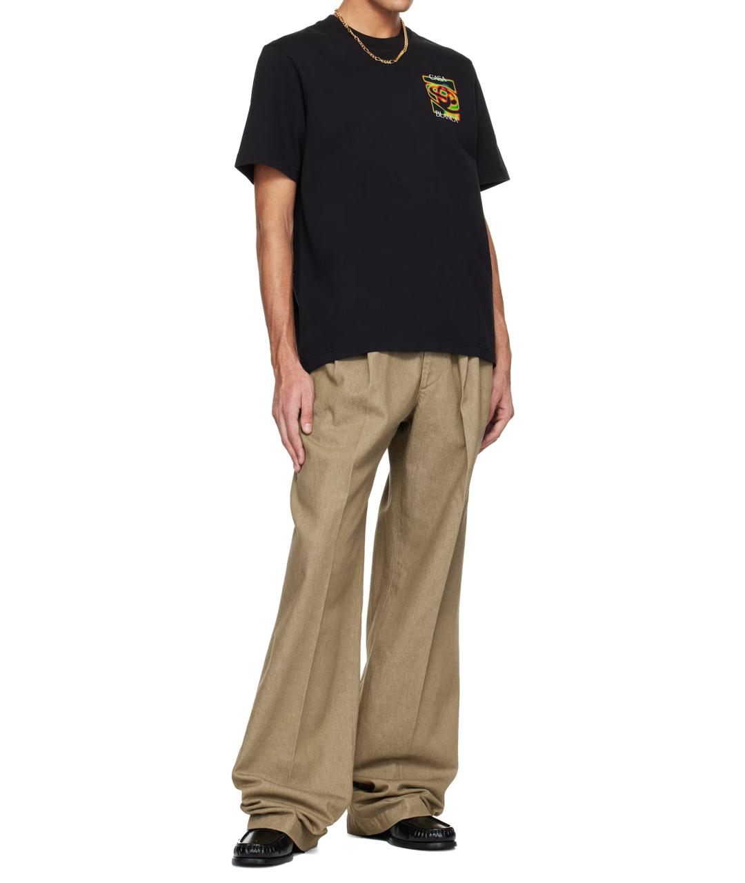 CASABLANCA Черная хлопковая футболка, фото 5