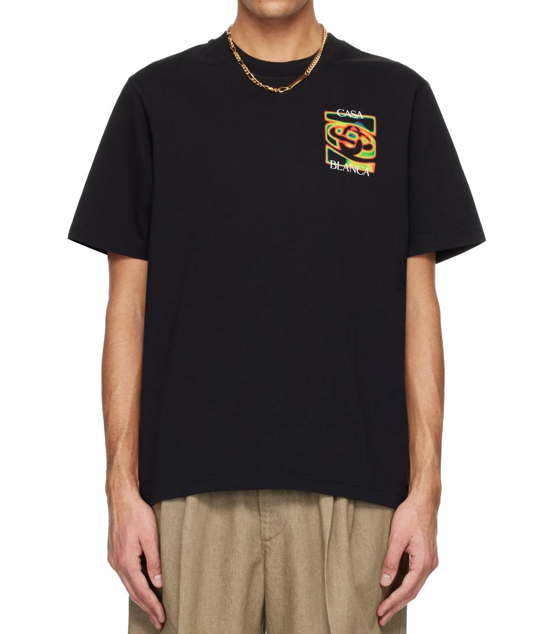 CASABLANCA Черная хлопковая футболка, фото 2