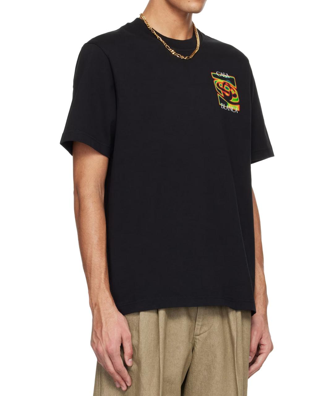 CASABLANCA Черная хлопковая футболка, фото 3