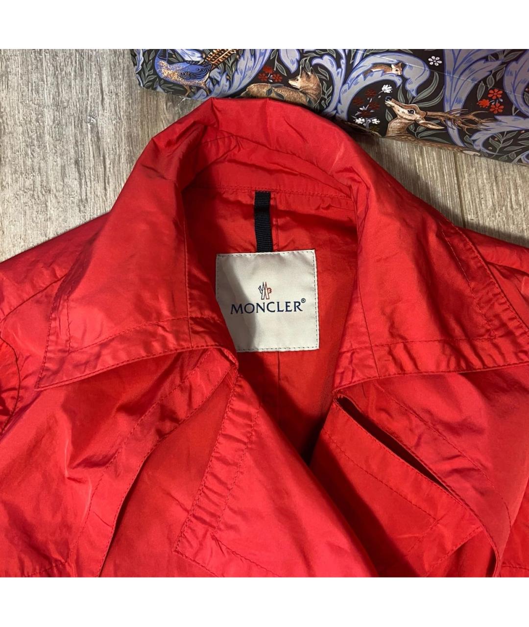 MONCLER Красный полиэстеровый тренч/плащ, фото 3