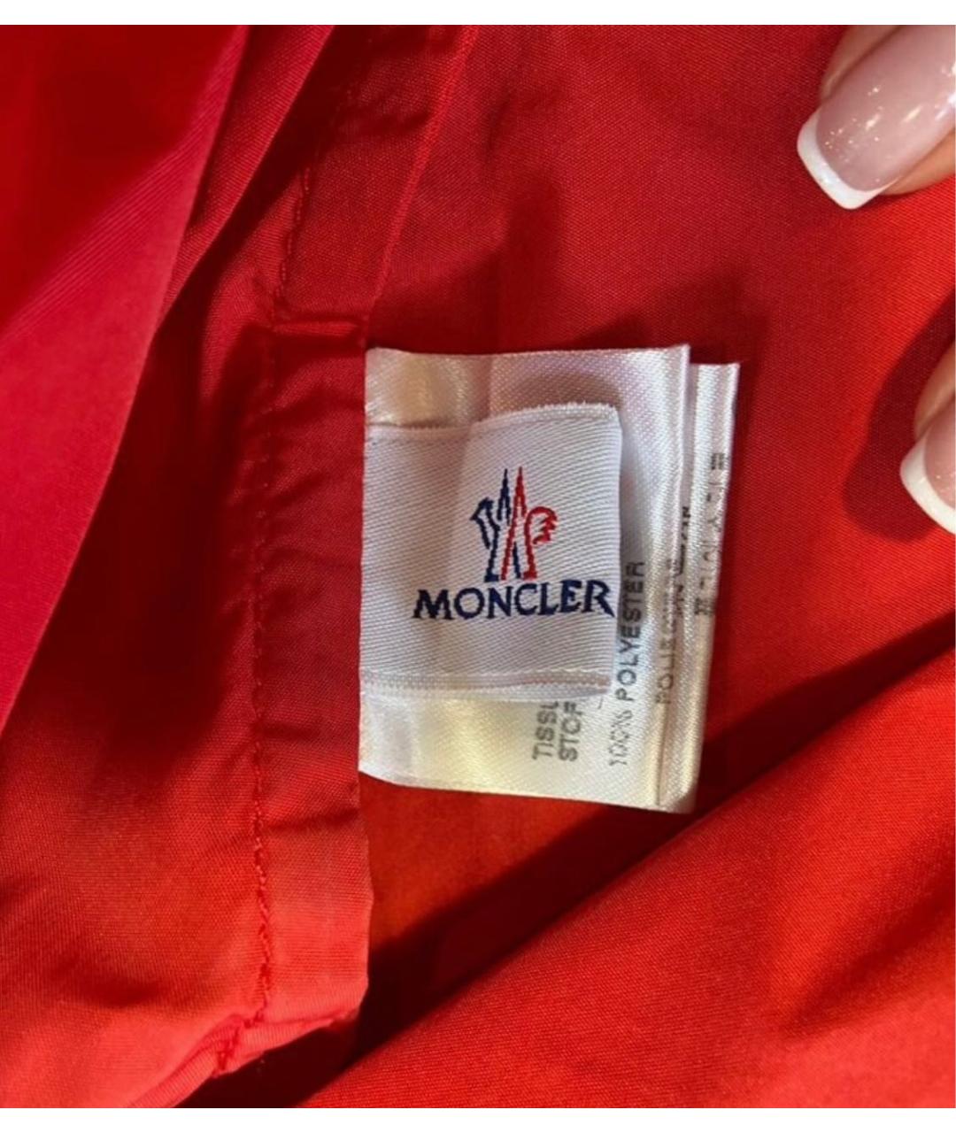 MONCLER Красный полиэстеровый тренч/плащ, фото 6