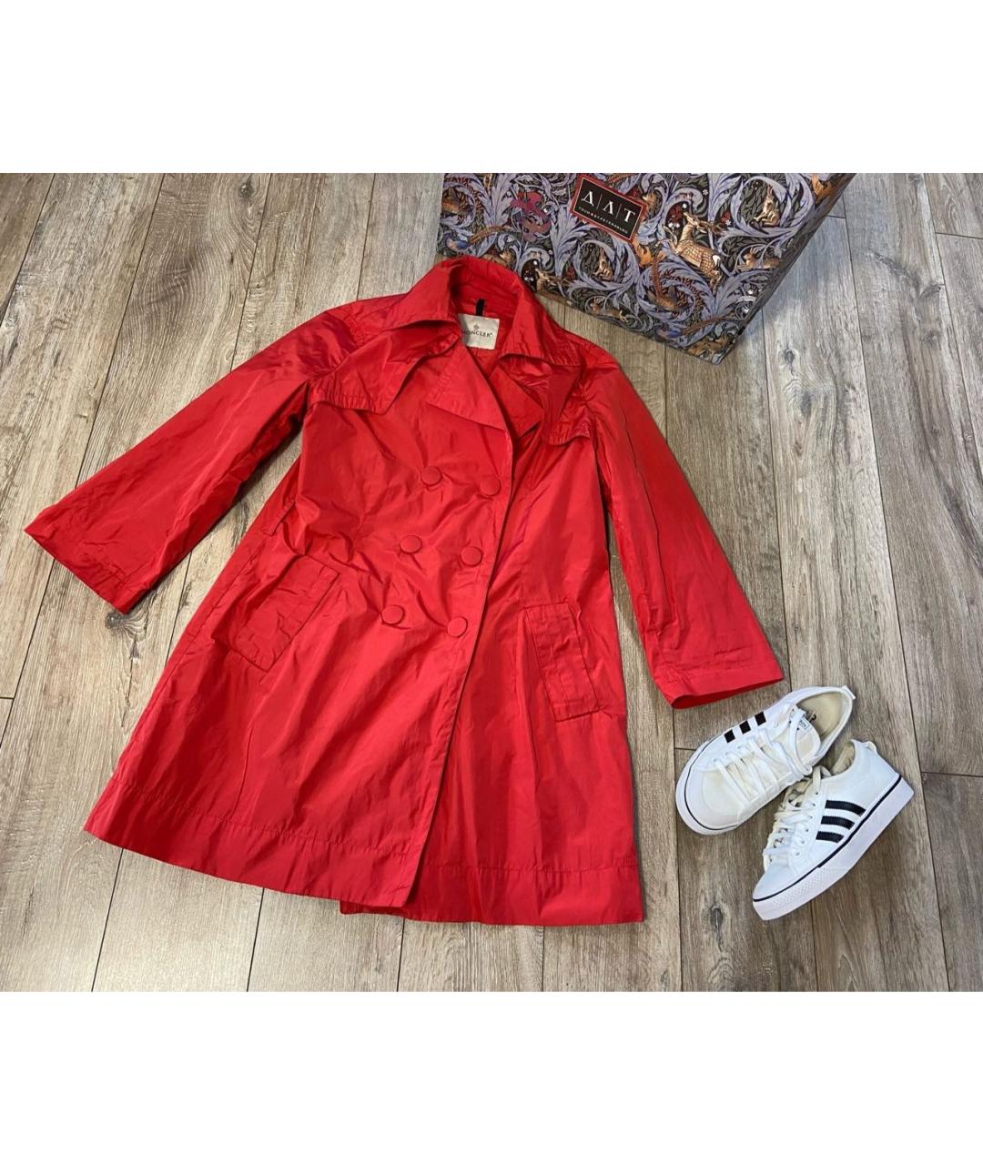 MONCLER Красный полиэстеровый тренч/плащ, фото 5
