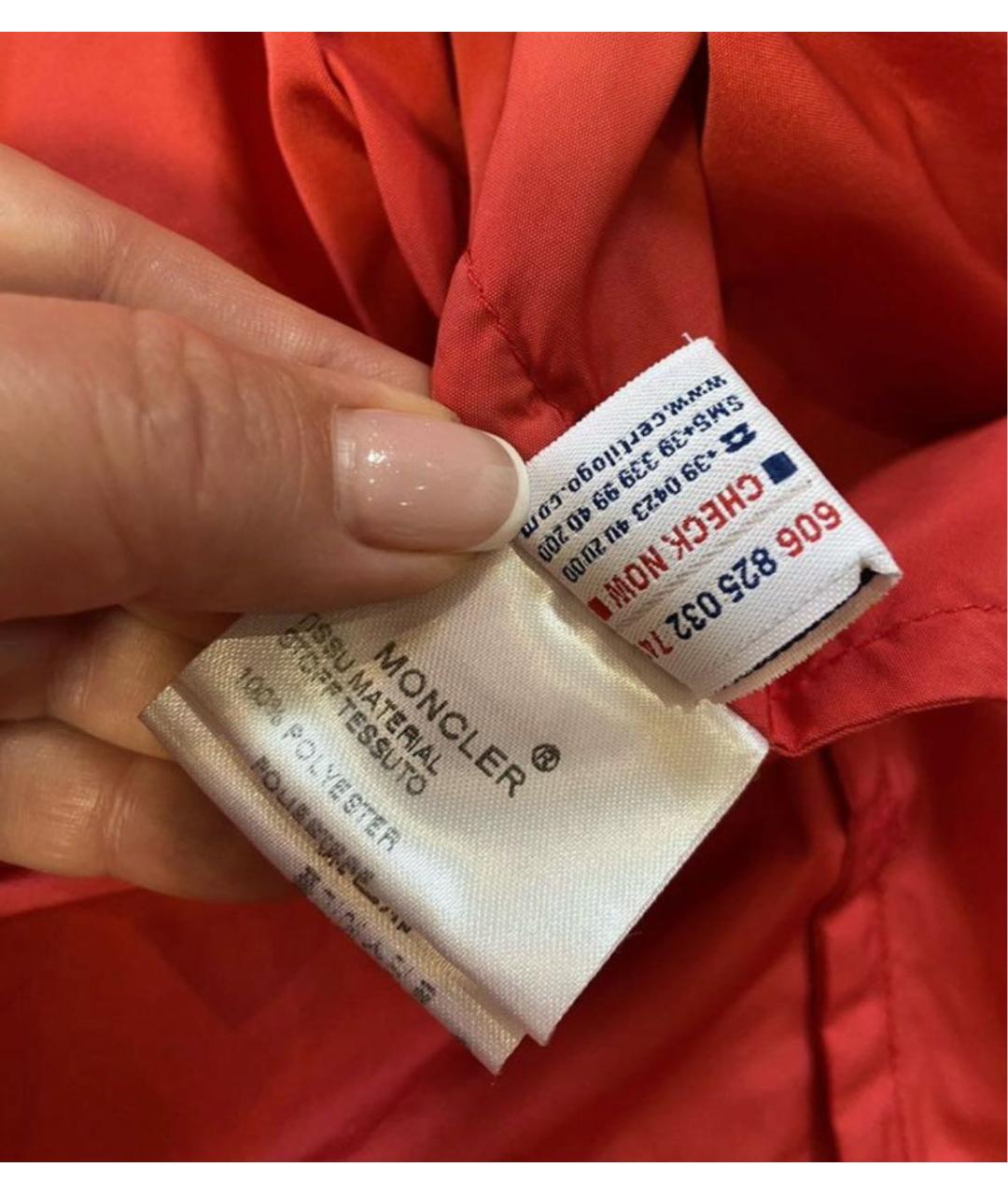 MONCLER Красный полиэстеровый тренч/плащ, фото 7