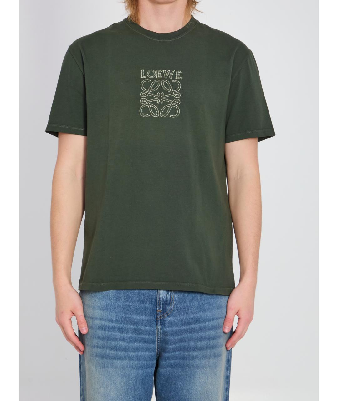 LOEWE Зеленая хлопковая футболка, фото 2