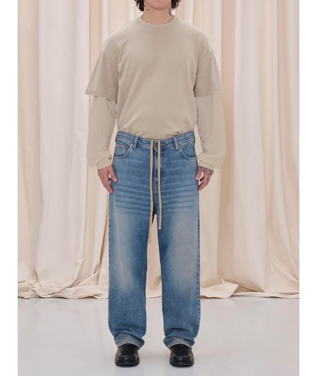 HAIKURE Голубые хлопковые прямые джинсы, фото 5