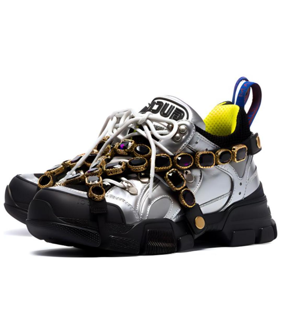 GUCCI Серебряные кроссовки, фото 3