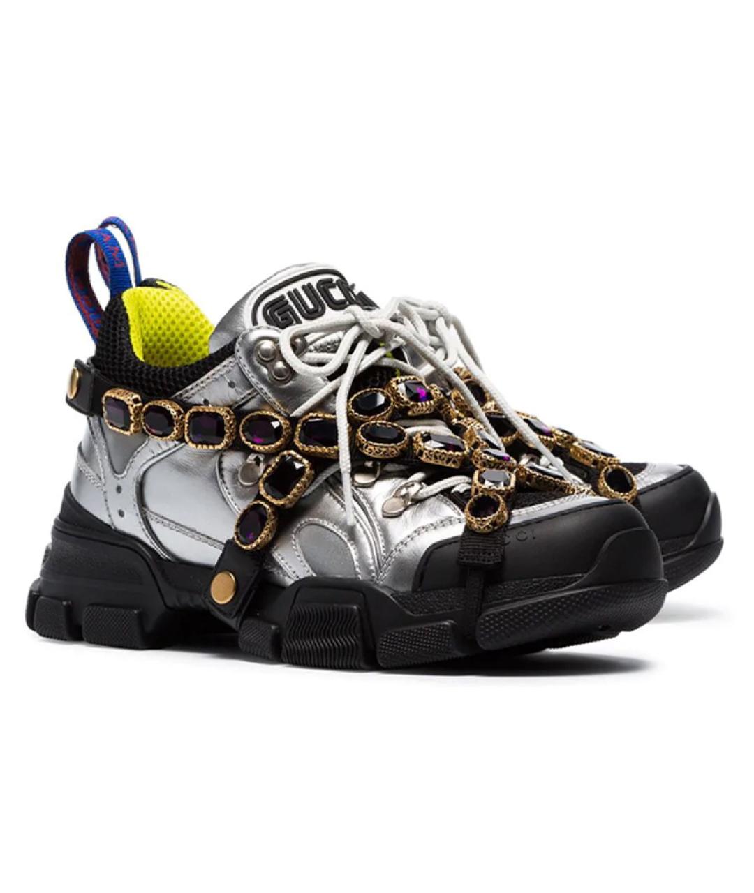 GUCCI Серебряные кроссовки, фото 4