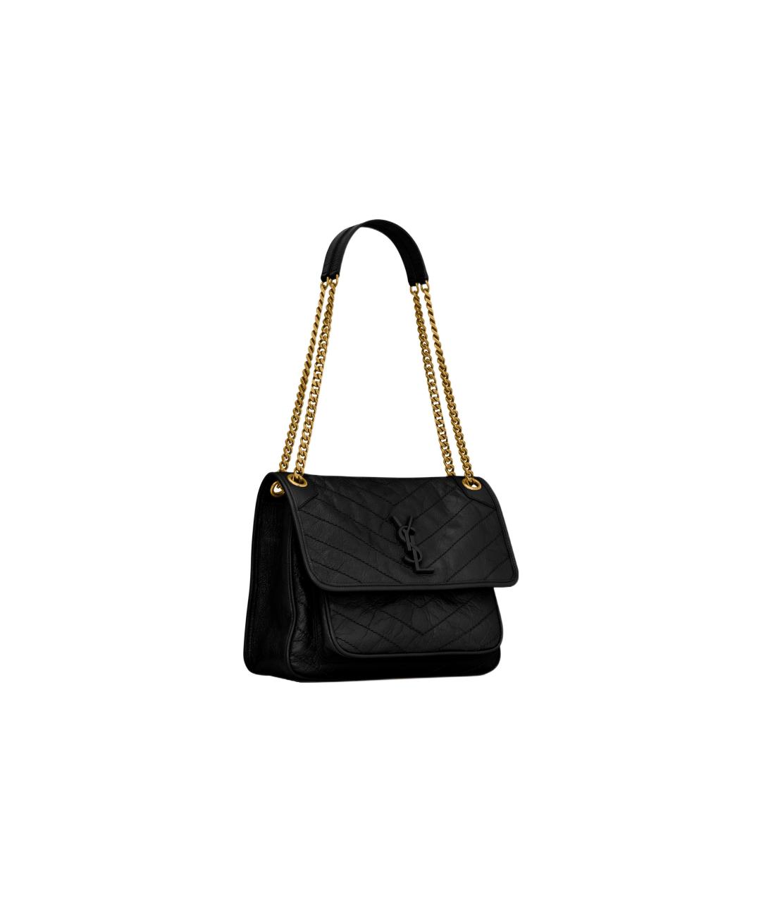 SAINT LAURENT Черная кожаная сумка через плечо, фото 5
