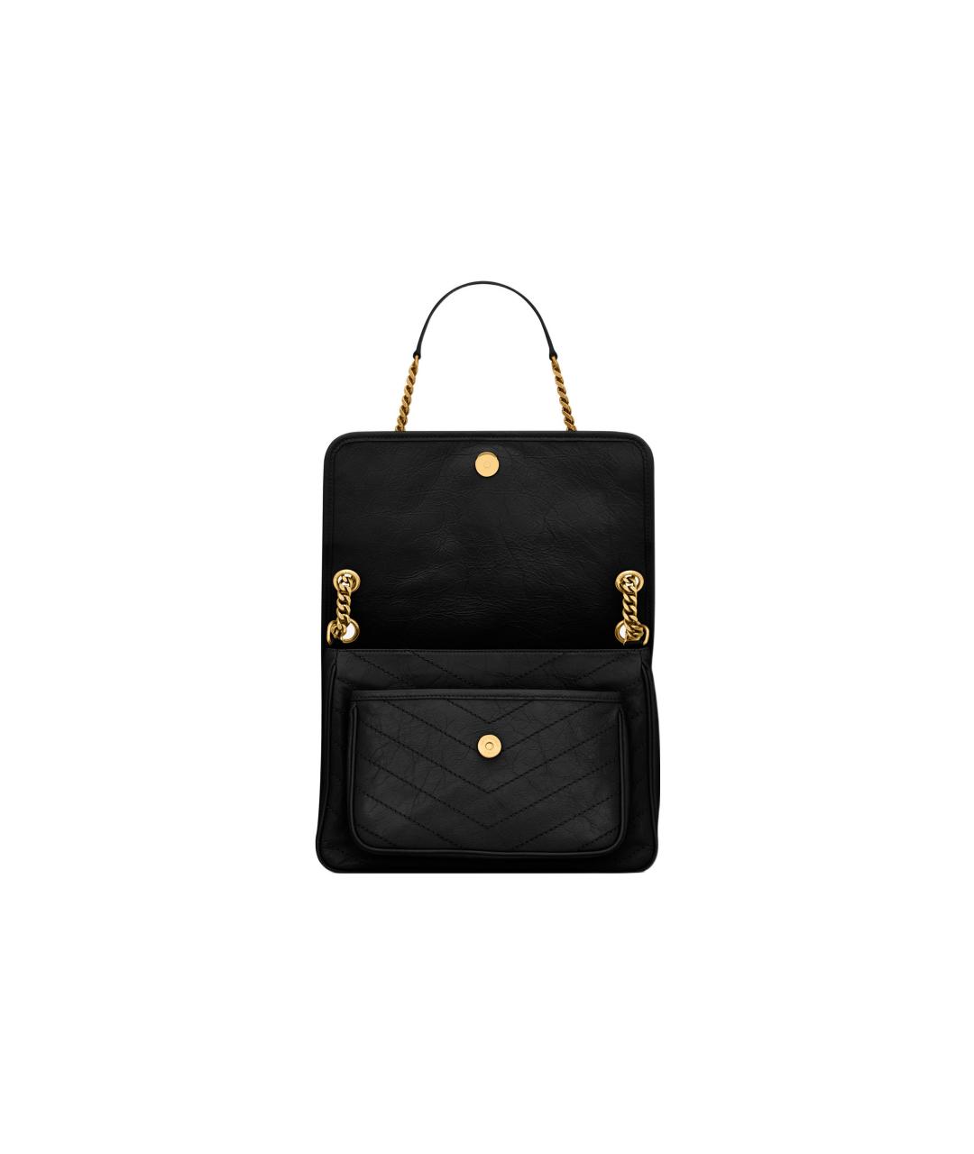 SAINT LAURENT Черная кожаная сумка через плечо, фото 4