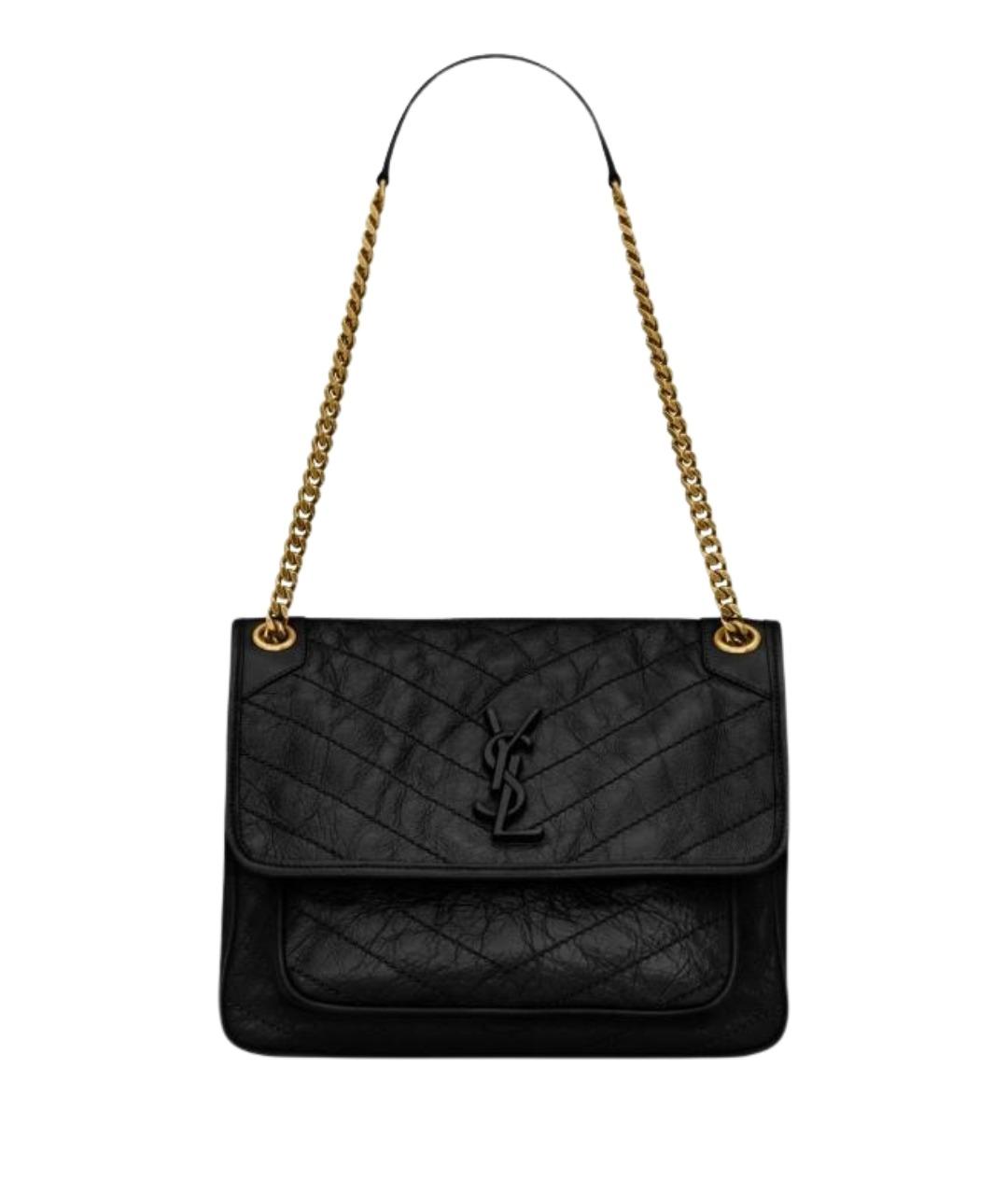 SAINT LAURENT Черная кожаная сумка через плечо, фото 1