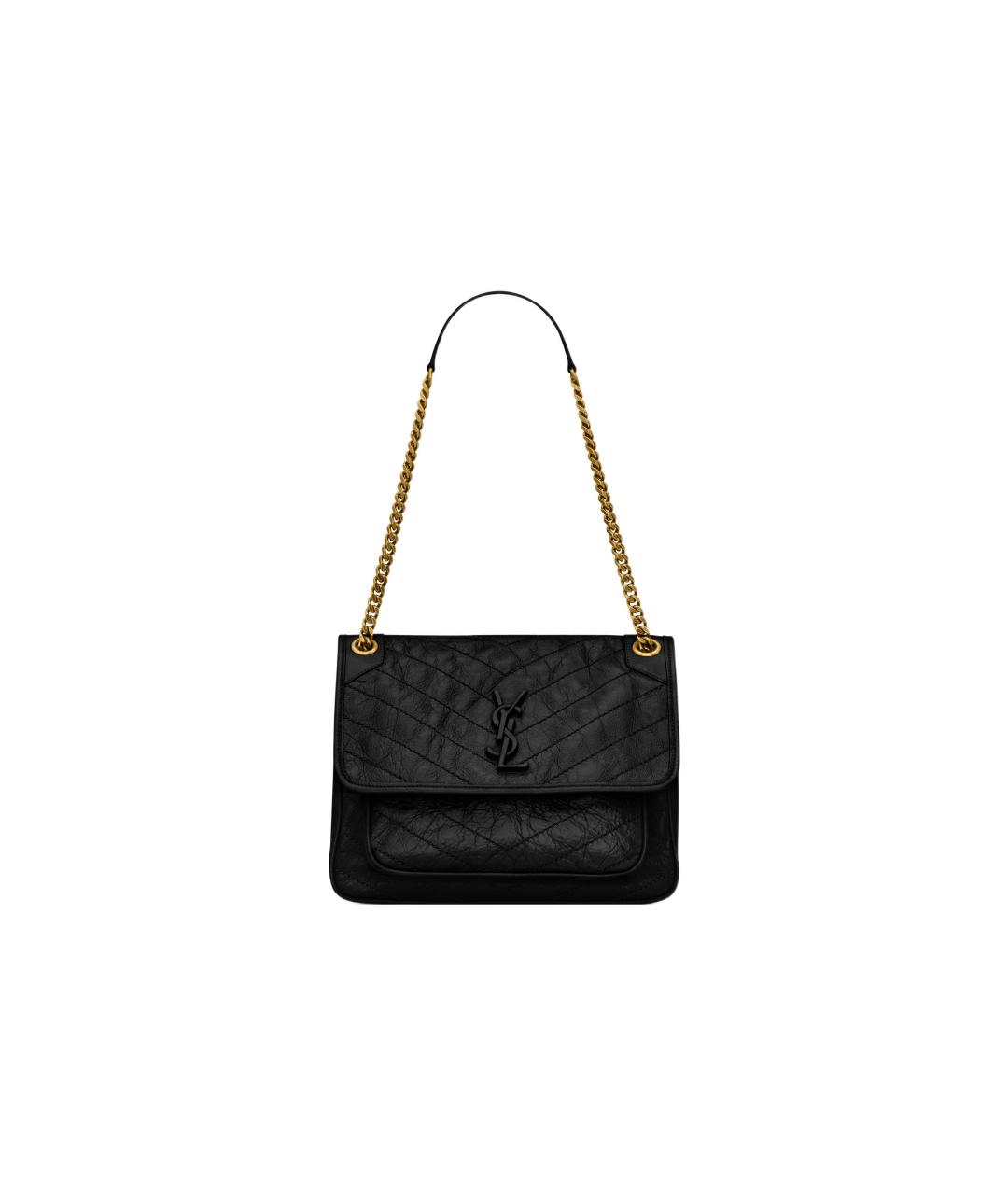 SAINT LAURENT Черная кожаная сумка через плечо, фото 7