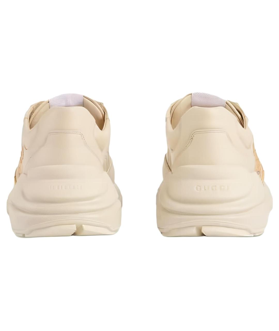 GUCCI Бежевые кожаные высокие кроссовки / кеды, фото 4