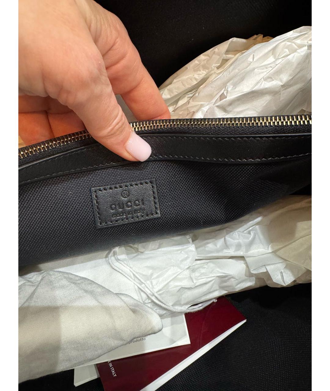 GUCCI Черная кожаная сумка тоут, фото 5
