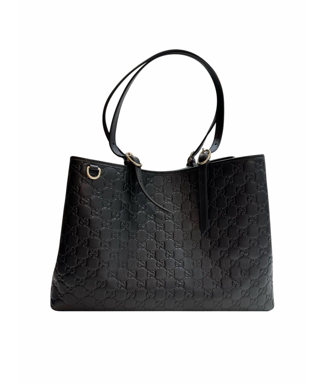 GUCCI Черная кожаная сумка тоут, фото 1