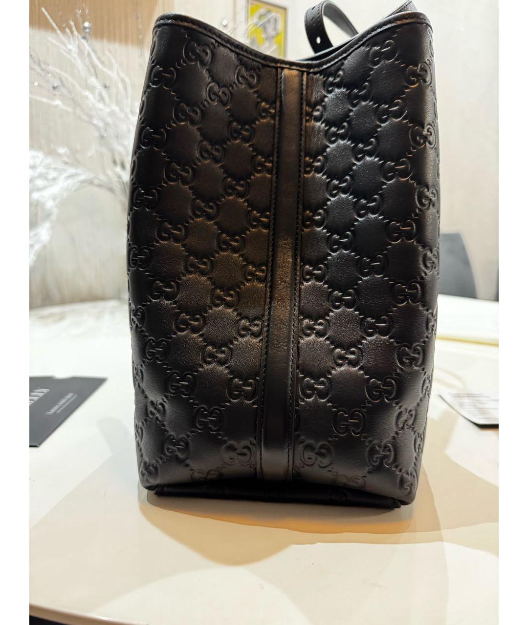 GUCCI Черная кожаная сумка тоут, фото 3