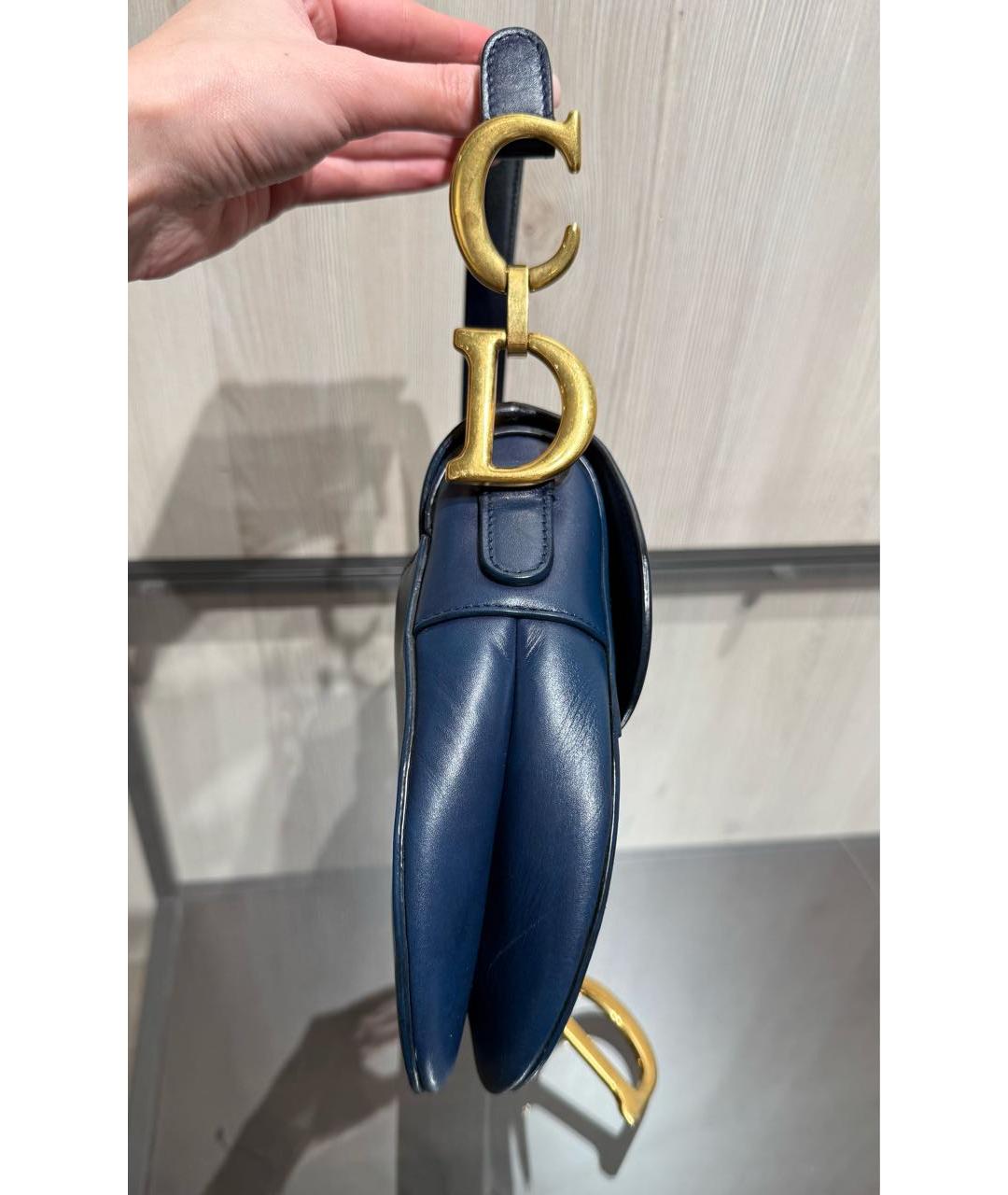 CHRISTIAN DIOR Темно-синяя кожаная сумка через плечо, фото 4