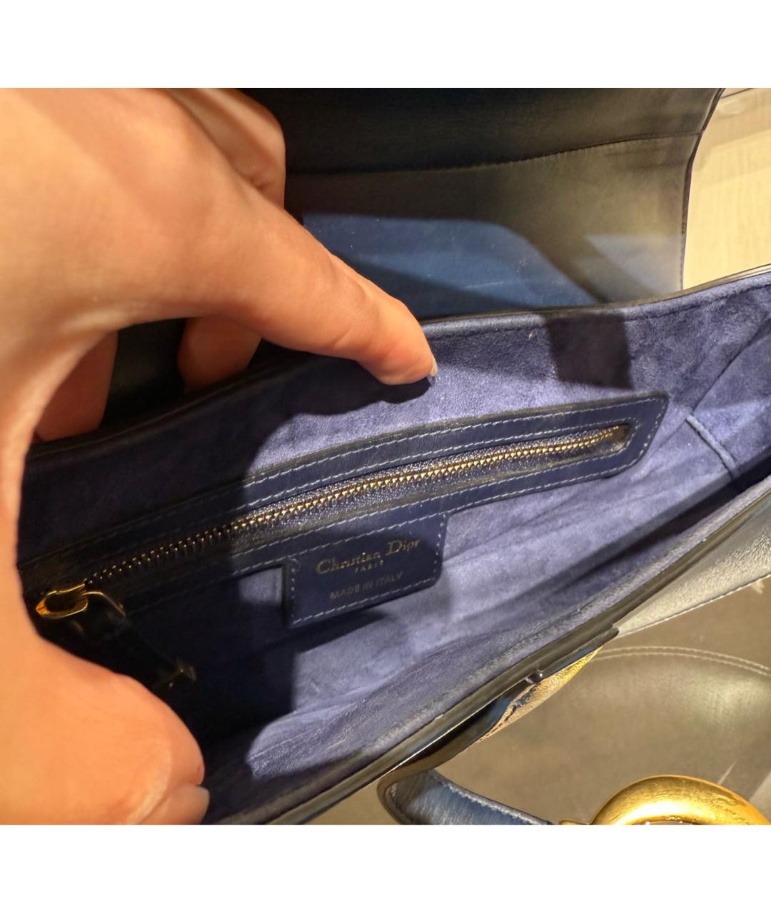 CHRISTIAN DIOR Темно-синяя кожаная сумка через плечо, фото 6