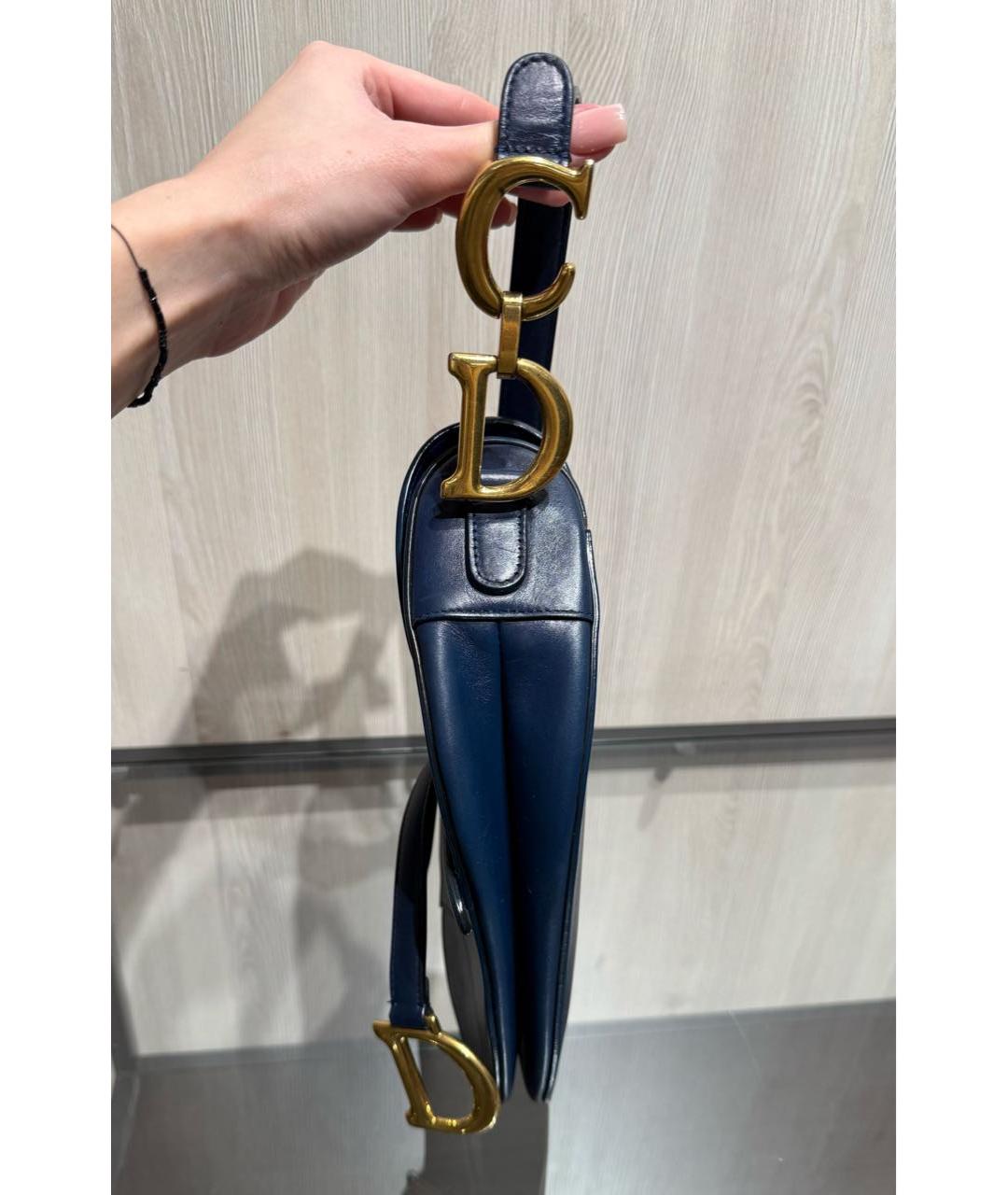 CHRISTIAN DIOR Темно-синяя кожаная сумка через плечо, фото 3
