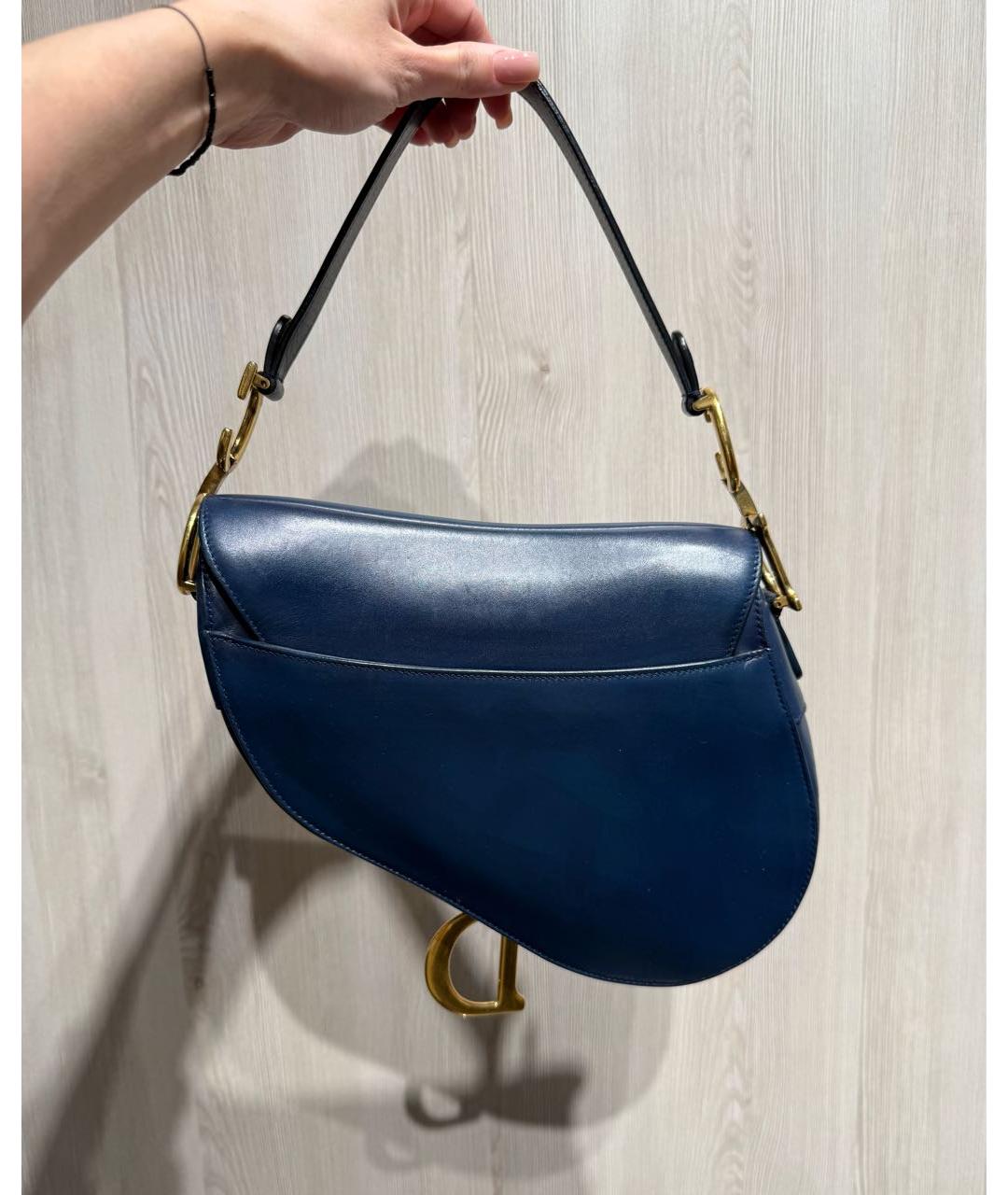 CHRISTIAN DIOR Темно-синяя кожаная сумка через плечо, фото 2