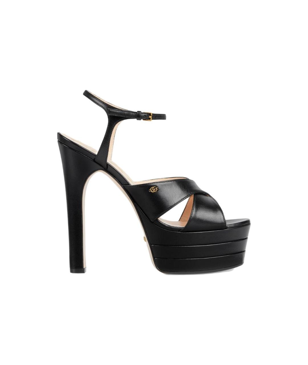 GUCCI Черные кожаные сандалии, фото 1