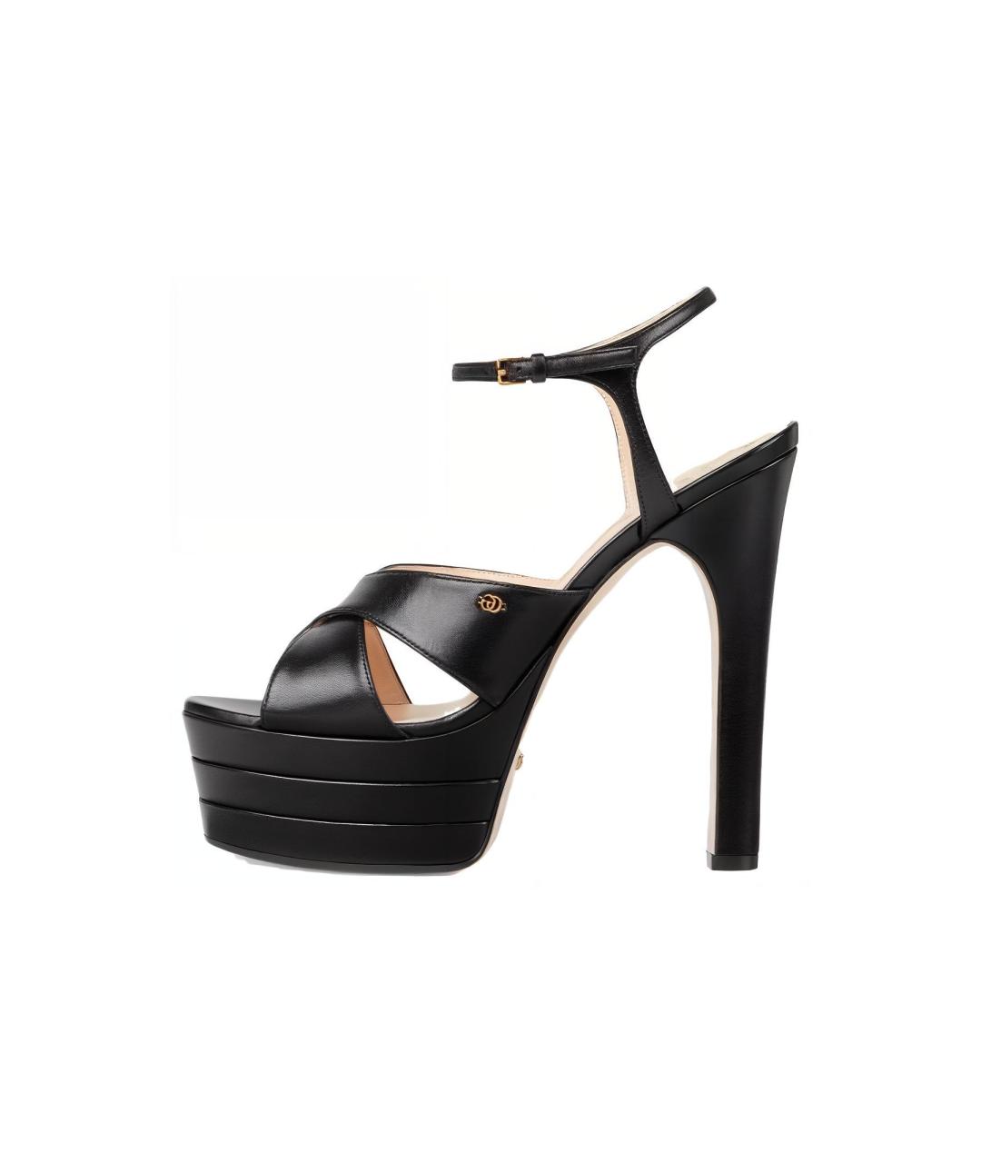 GUCCI Черные кожаные сандалии, фото 2