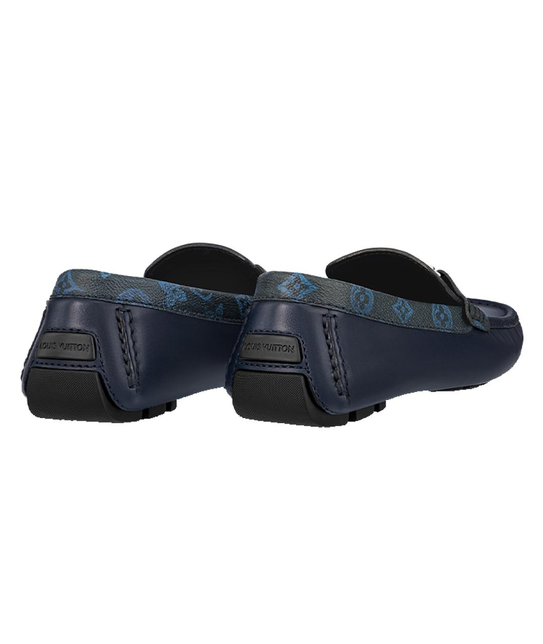 LOUIS VUITTON Синие кожаные лоферы, фото 3