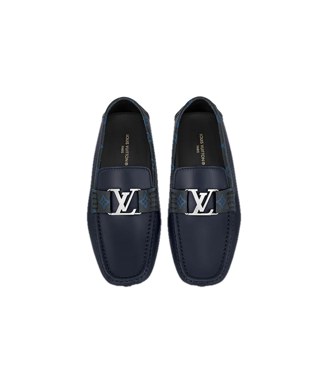 LOUIS VUITTON Синие кожаные лоферы, фото 4