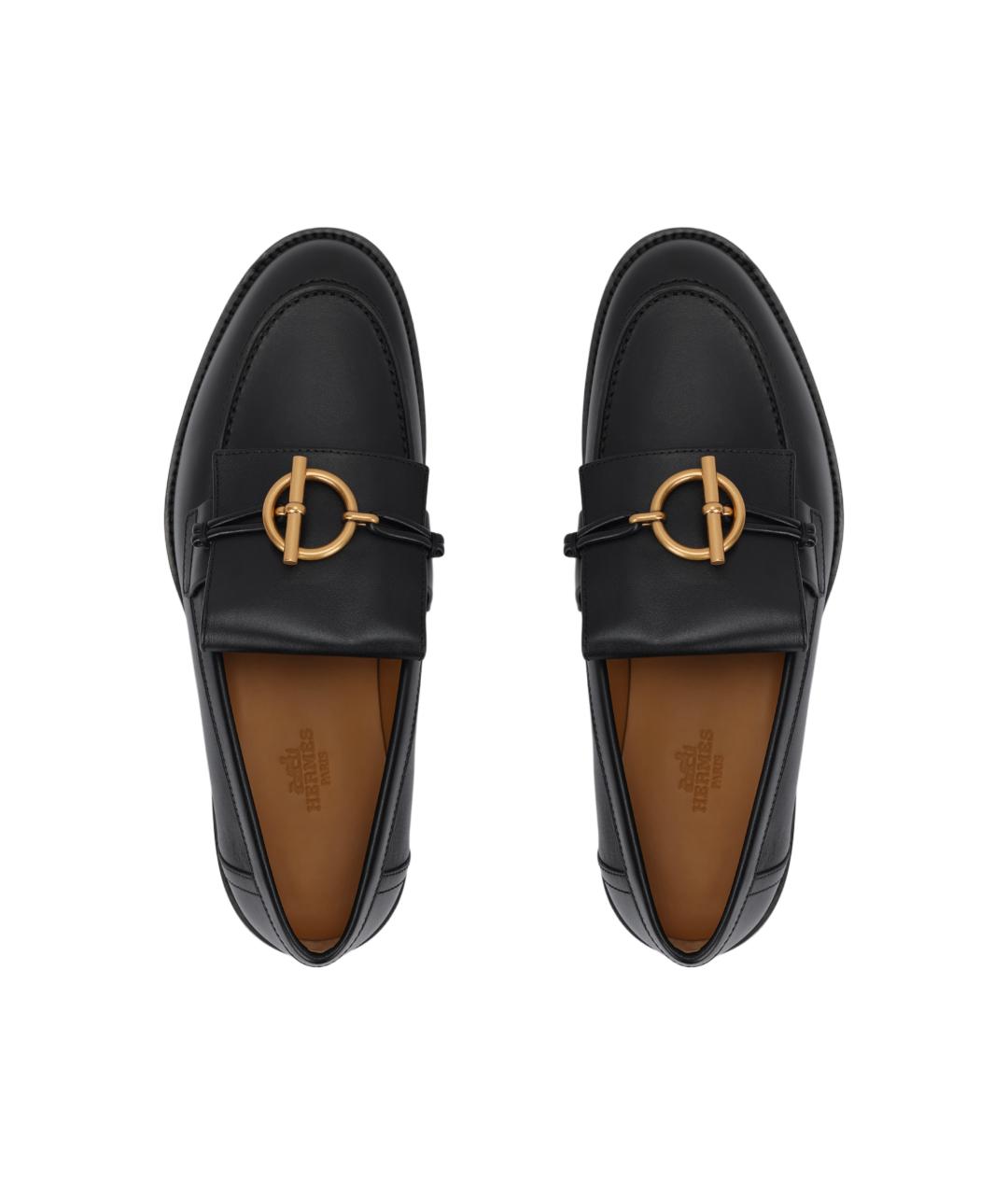 HERMES Черные кожаные лоферы, фото 3