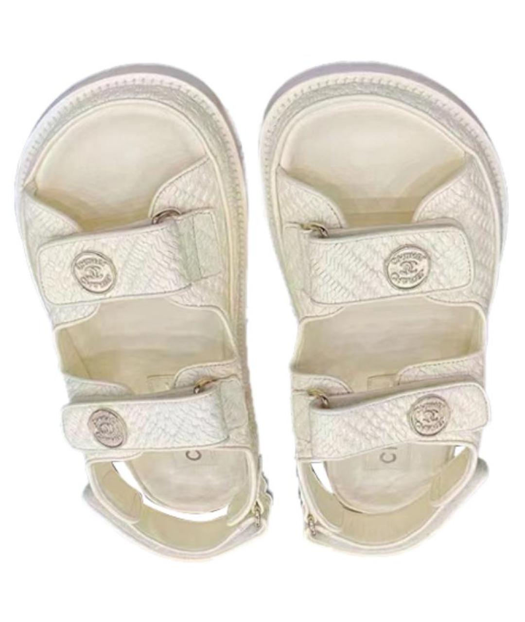 CHANEL Белые сандалии, фото 4