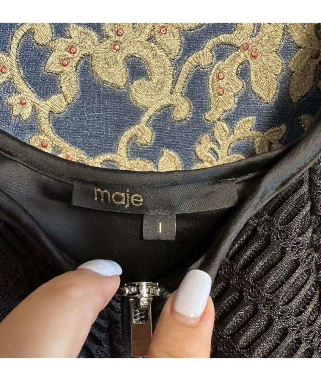 MAJE Черное полиэстеровое коктейльное платье, фото 5