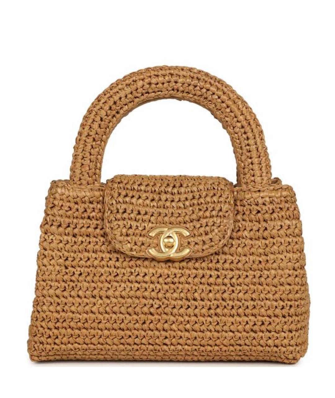 CHANEL Бежевая пелетеная сумка с короткими ручками, фото 6