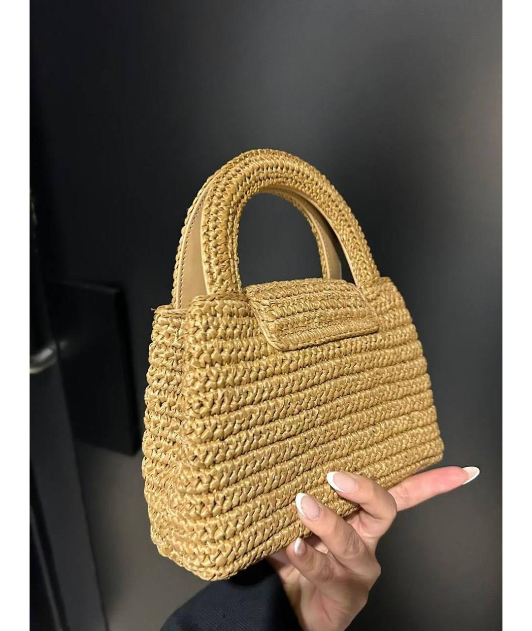 CHANEL Бежевая пелетеная сумка с короткими ручками, фото 5