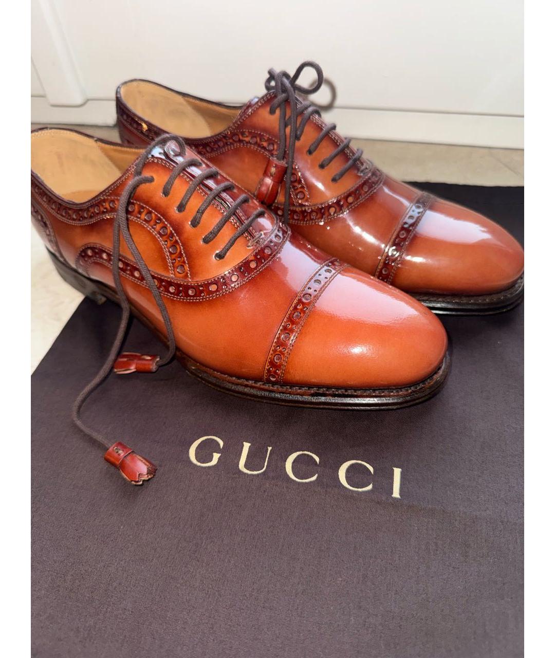 GUCCI Коричневые брогги и оксфорды из лакированной кожи, фото 5
