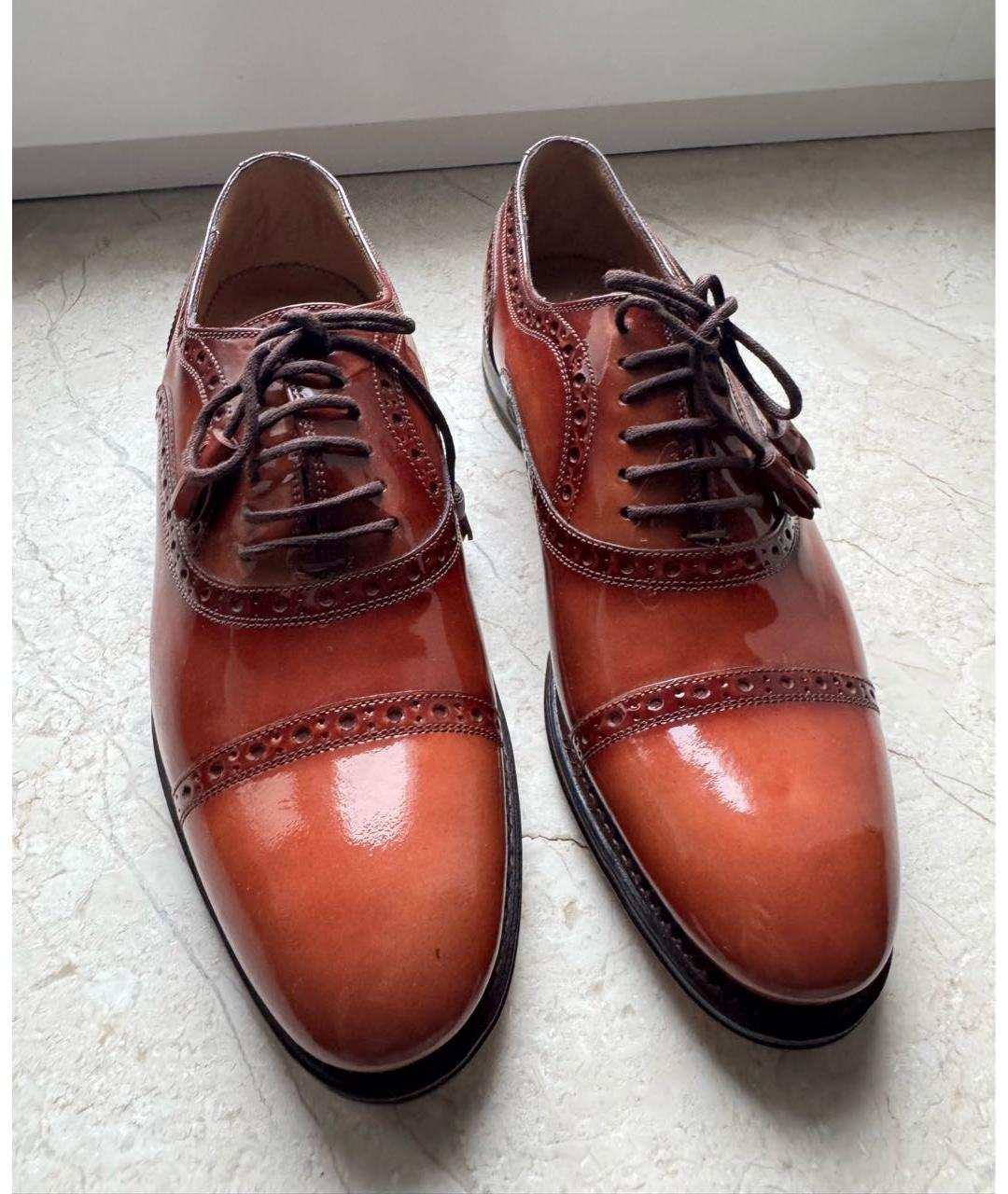 GUCCI Коричневые брогги и оксфорды из лакированной кожи, фото 3