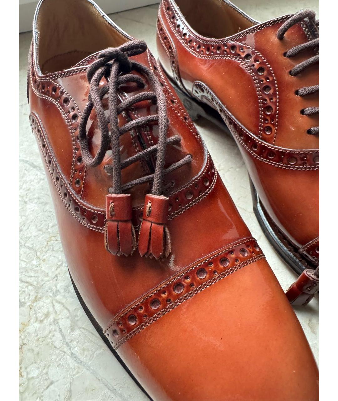GUCCI Коричневые брогги и оксфорды из лакированной кожи, фото 7