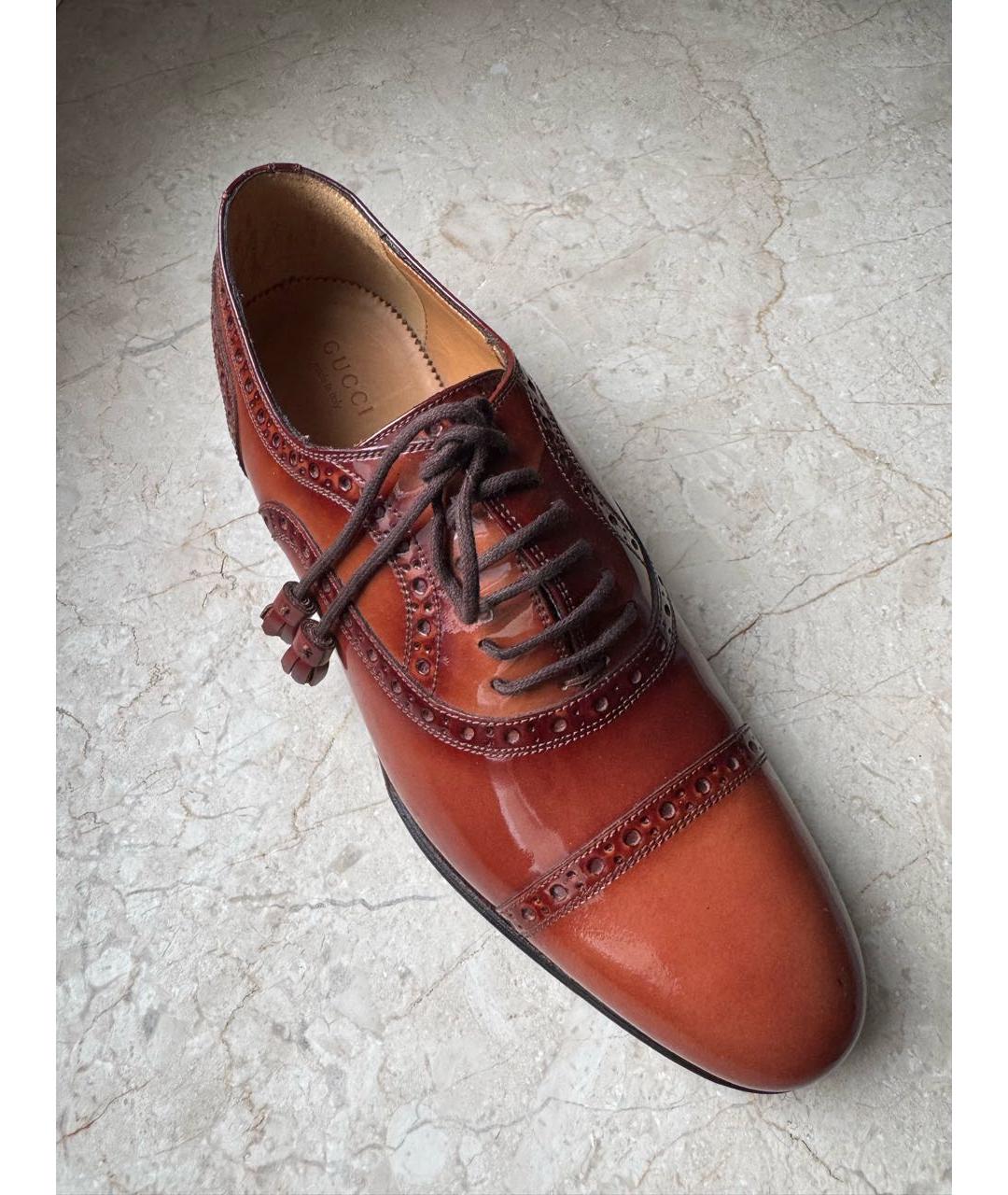 GUCCI Коричневые брогги и оксфорды из лакированной кожи, фото 2