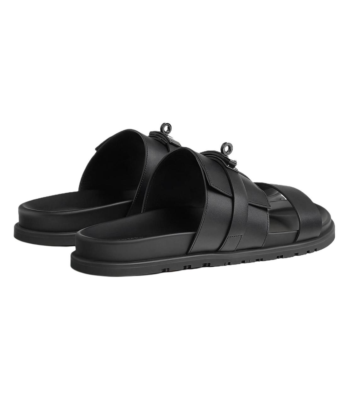 HERMES Черные сандалии, фото 4