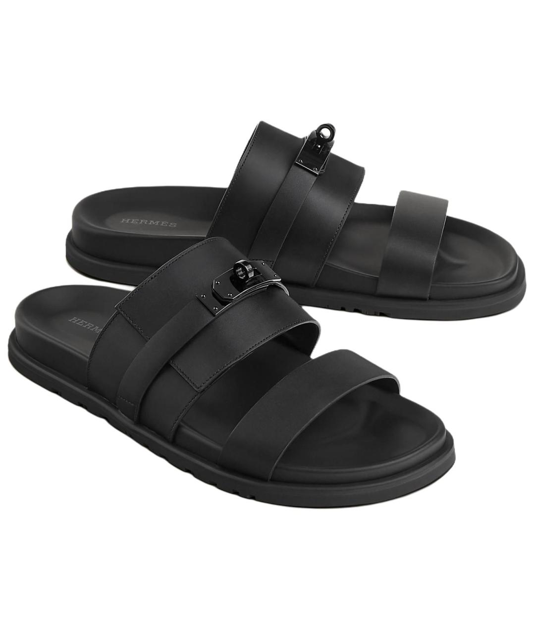 HERMES Черные сандалии, фото 5