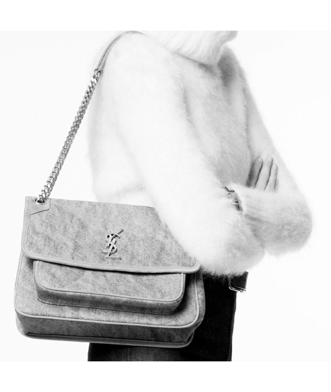 SAINT LAURENT Серая сумка через плечо, фото 6