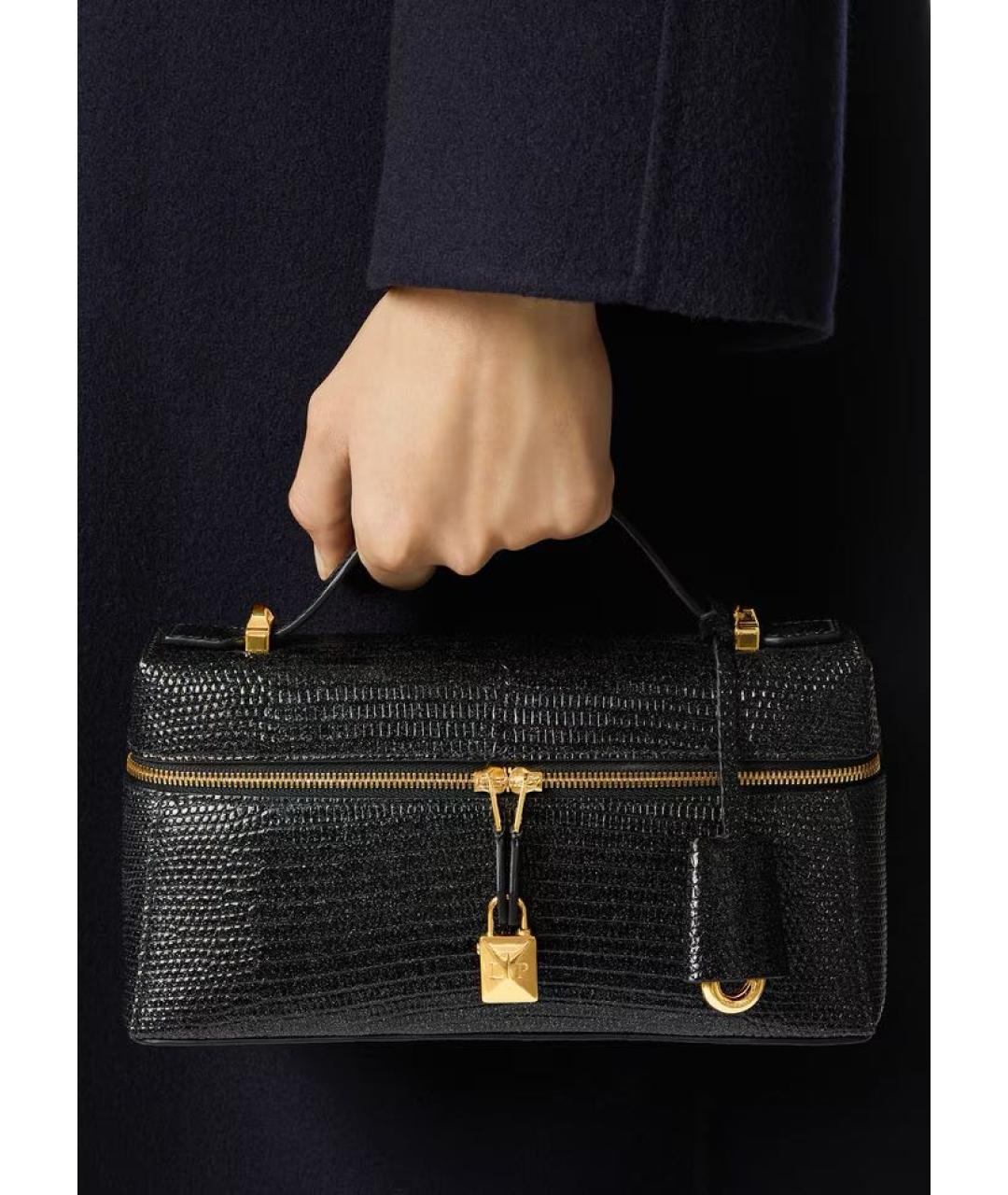 LORO PIANA Черная кожаная сумка через плечо, фото 2