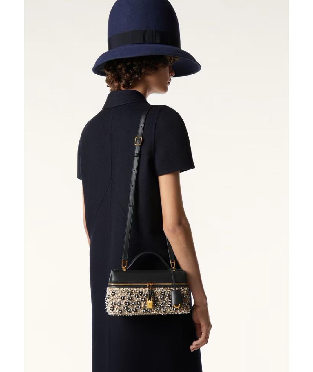 LORO PIANA Черная кожаная сумка через плечо, фото 3